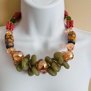 BRAND NEW HANDMADE BEADED STATEMENT JEWELRY SET ** BARRACUDA**